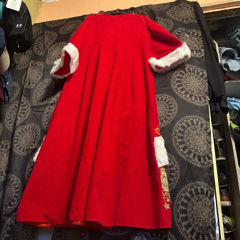 Mrs. Claus costume red velvet coat plush trim